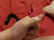 British boy plays with g-spot massager with loud moaning