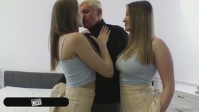 Nineteen Year Old Tourists Get Taken By A Middle Aged Man!