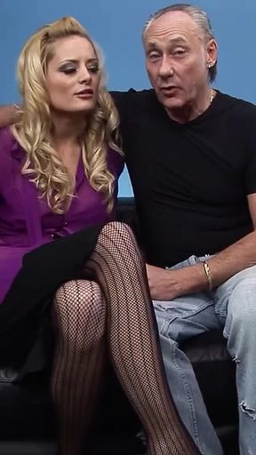 Stunning moment from &quot;Sexy blonde applicant Chloe seduce to Rough MMF 3Some Sex by old Guy&quot;