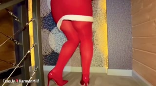 Stepson Celebrates Christmas with Mrs. Santa, She Came To Fulfill His Hot Fantasies, Anal and Cum