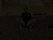 Peeing My Black Cotton Panties Outside