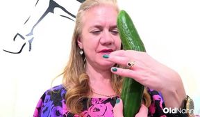 horny mature lily may playing with toys and veggies