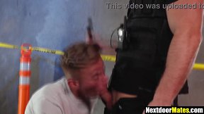 Or chickgay officer surprises man masturbating in public, then has his way