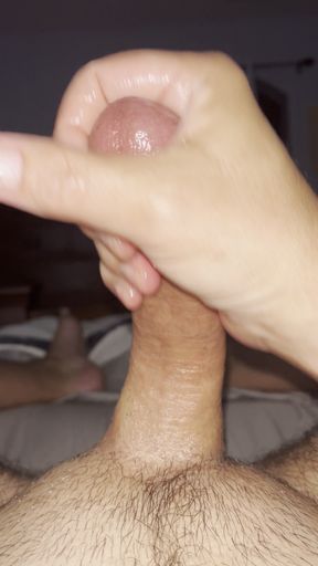 Oiled up Hard Cock with Creamy Cum