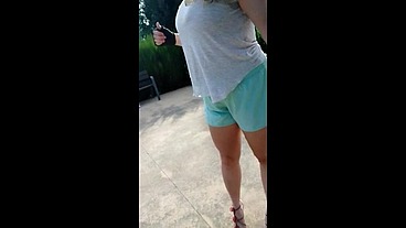 High heels in the park