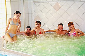 Crazy student 18+ group sex party in aqua park