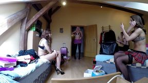 Alluring Girls Doing a Pre Cum Challenge with Lucky Dude