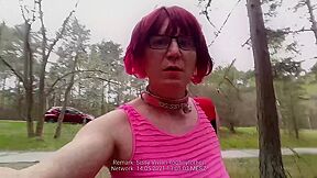 Red Head Bimbo Tits Slut Sissy Exposed Nude Public Parking Area Gets Catched By Strangers 6