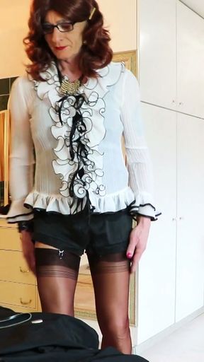 Fashion Show of a MILF - with cane, crop and cum   Clip 1