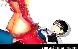 3D Robot Girl Swallows Cum!