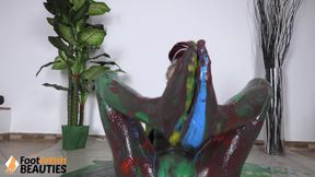 A Tattooed Petite Sweetheart's Colorful Yoga at Home