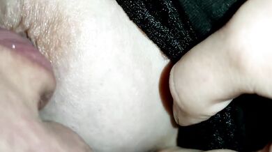 Too excited and in a hurry, she caresses herself!