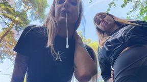 you are dirty and spit-stained in the forest - pov spitting femdom