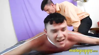 Daddy Jeff Drizzle spanks and dominates tied twink Leo Blue