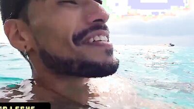 Handsome and exotic studs go snorkeling before fucking in the shower