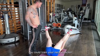 Horny redhead student gets double penetration from her gym instructors