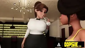 OOPSIE - Waitress Gets Mouth And Ass Filled With Cum During Service! 3D CARTOON PORN!