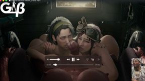 Two Scavenging Sluts Licking on a Big Breast Transgender BBC, Mad Moxxi Deepthroating Amara’s Cock