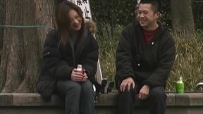 Mature Brunette MILF Flirts Wildly with Lucky Stranger Outdoors