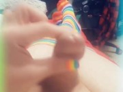 Rainbow sissy edge and ball bust