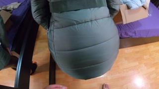MilfyCalla-A lot of cum on my red shiny and Puffy down Jacket 193