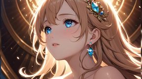 Ethereal Ascent: a Beautiful Young Woman Wrapped in Celestial Light