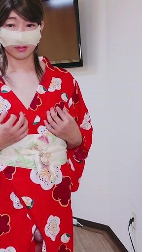 Appeared Wearing a Japanese Yukata...though Inside Was a Perverted Costume.