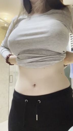 big fake tits in tight top hard nipple and boob play