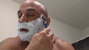 Tony shaves his face