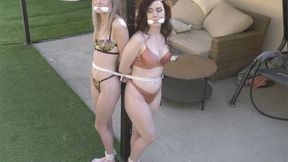 How Dramatic! The Teacher and Student Strip, Gag Each Other and Are Tied Up Outdoors in Their Lingerie! 4K Video Version