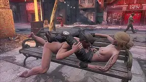Fallout Cutie Claims Him Outdoors – Wild Ride on Park Bench Beneath Sunlight