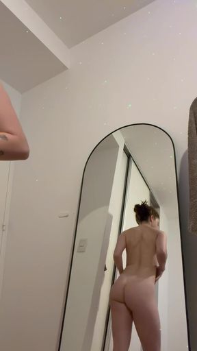 Nude mirror selfie