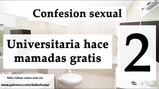 Confesión sexual: Ella mamando por vicio 2. Audio español.