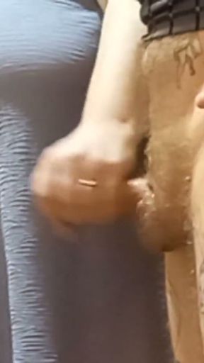 jerking off with a sex toy to a courier, close-up   Clip 1