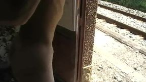Amazing exhib with twink fucked in exhib train rail