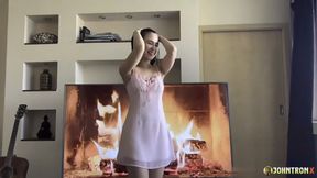 JohnTronX - Beautiful Asian babe gets her shaved twat rocked hard and creampied nicely
