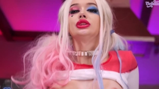 Harley Quinn and Punchline chill on big toys