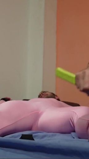 John Ballgagged in a Suit Pink Is Tickled 2 in 1 Version-feet, Cock, Nipples, Armpits