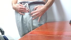 Big Uncut Cock Wanking, Edging, Close up Creamy Cum on Desk - Rockard Daddy