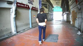 Japan Walking with Her Ass Out Outdoors
