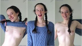 blue sweater and braids strip tease bts miniclip