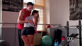 Anal Workout - Brunette College Girl Ass Fucked At The Gym