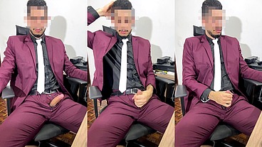 Hard Cock at Work in my Suit and Tie