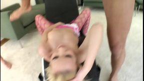Super Horny Petite and 4 Fuckers Gets her a Bukkake