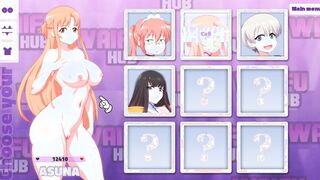 Waifu Hub [Hentai parody game PornPlay ] Ep.7 Asuna Porn Couch casting - from booty to mouth deep throat