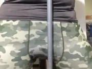 Humping and spanking on camouflage spandex leggings