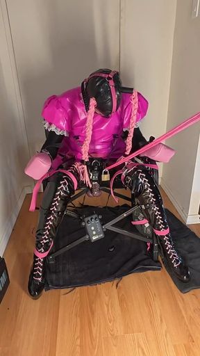 Key moment from "Sissy Maid Escapes Chair Self Bondage Early"