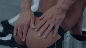 Black jock got his ass rimmed and ass fucked in the gym