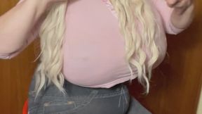 CupKCindy the lady is teasing you tit worship she's wearing a top in Rose moving her body sexy German blue eyes blonde hair