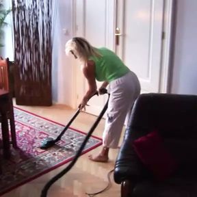 Busty Blonde MILF Having Fun with a Long Dick and a Vacuum Cleaner